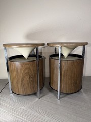 Vintage Pair – Zenith Circle of Sound Speakers – Wood Grain / Round / Retro Omni