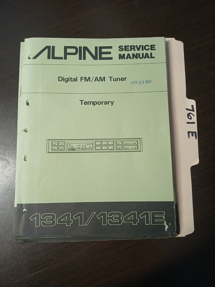 Alpine 1341 1341E Service Manual Original Repair Book 13 Pages Digital Tuner