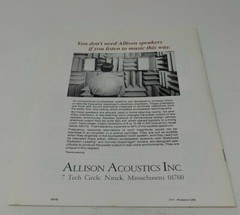 Vintage Allison 1 2 3 4 Speaker Brochure Pamphlet Booklet 1970’s