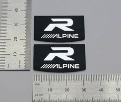 Alpine Car Audio Speaker Badge Curved Base Premium Silver Pair With Adhesive