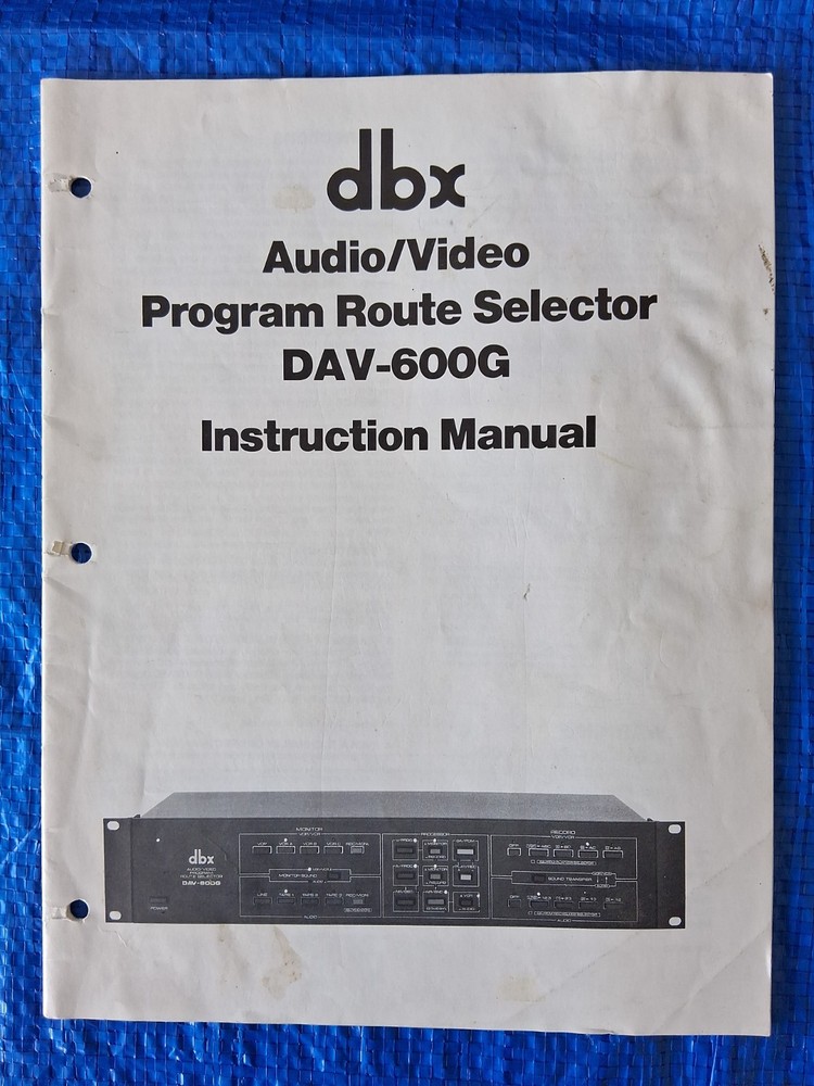 dbx DAV-600G Audio/Video Program Route Selector Instruction Manual