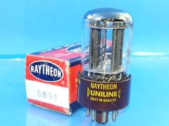 RAYTHEON 5691 6SL7GT Red Brown Base Audio Tube 3-Mica Twin Triode BALANCED