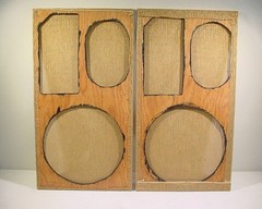 AR-2AX SPEAKER GRILL PAIR (ORIGINAL FABRIC AND WOOD FRAME VERY CLEAN) LG*****