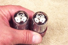Two, NEW, RCA 5691, red base, matching date pair, 1958, hi reliability, 6SL7GT