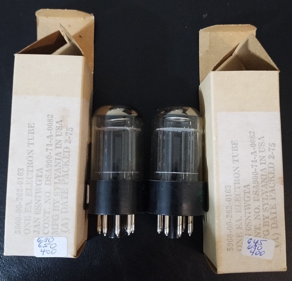 6SN7WGTA JAN Sylvania NOS tubes pair (2) tested black angled plates