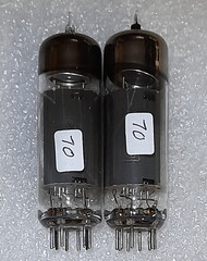 Tightly Matched Pair 6BQ5 unbranded smoked glass/disc getter Tubes, TV-7D Tested
