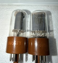 Pair RCA 6V6GTY Double “D” Bottom Getters Tubes Brown Base Test Strong B&K 606