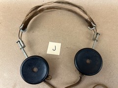 VTG headphones, Unbranded, dual fabric covered band, missing one plug pin