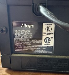 Zenith Allegro ALGC201 VHS Video Player Recorder Cassette. NO Remote Control