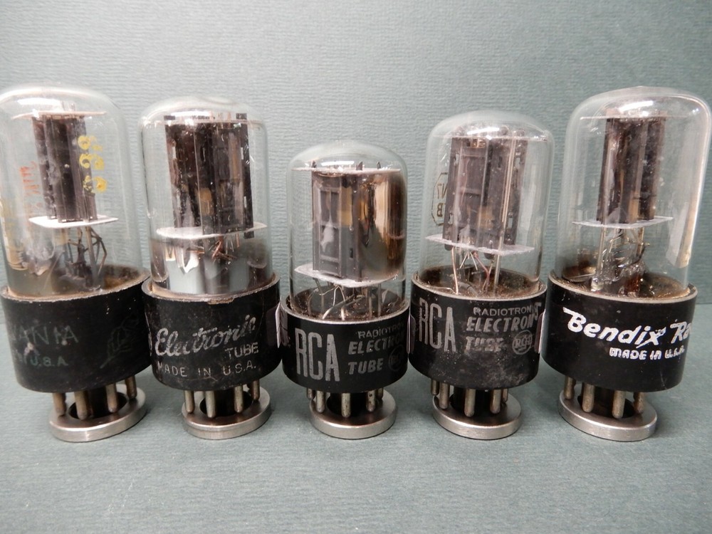 Five MIsc Makes 6SN7 Vacuum Tubes Testing Lower to Strong as Shown