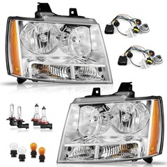 Headlight for OE Replacement 2-Clear Lens I Chrome Housing I Amber Reflector