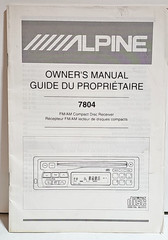 Alpine Model 7804 FM/AM CD Player Car Radio Owners User Manual Original