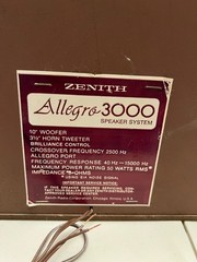 Zenith Allegro 3000 Speakers Pair Tested