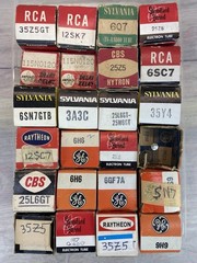 Vintage Radio Tube Lot 24 Boxed CBS GE RCA Raytheon Sylvania 6H6 115N Untested