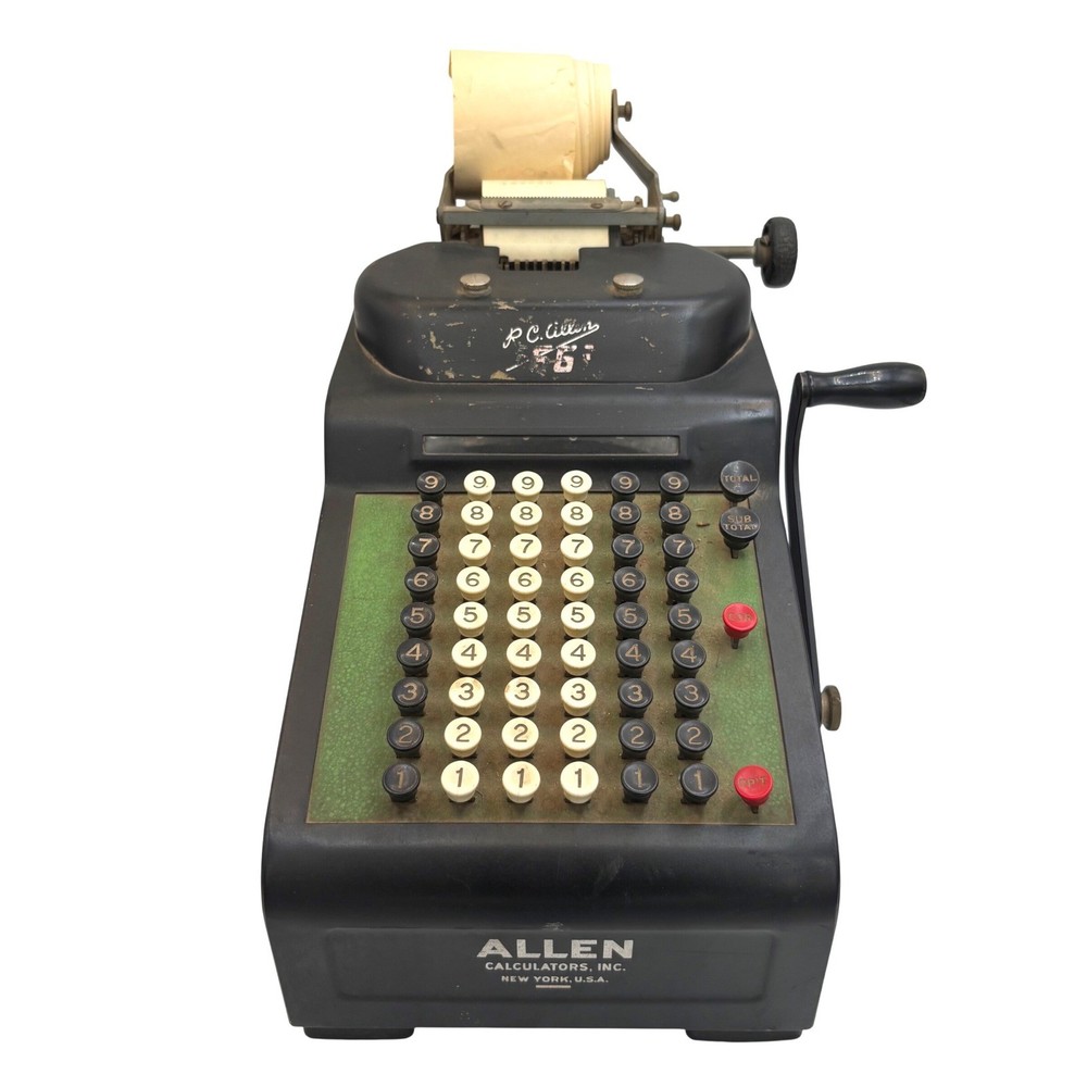 Vintage RC Allen Adding Machine Manual Crank Mechanical Calculator Untested Part