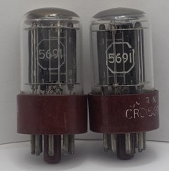 (2) RCA 5691 6SL7GT Vacuum Tubes Red Bases Pair Amplitrex Tested 100% #109PC
