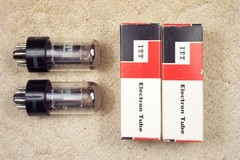2, NEW, ITT- Hitachi, 6SN7GTB, black, flat plate, JAPAN, match date pr3, 6SN7GT