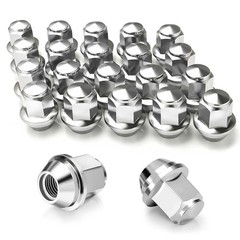 20pcs Lug Nuts,One-Piece Solid Chrome M14x1.5 Silver 20 Pack-Ford Mustang Edge