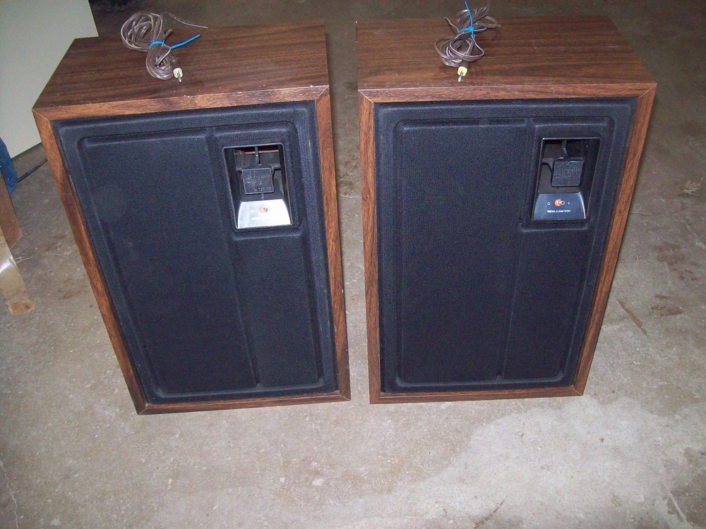 Vintage 1970s Zenith Allegro 2000 Floor Speaker Pair Wood Grain TESTED WORKING