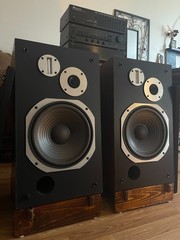 Pioneer HPM-500 Speakers MiJ Serviced Vintage Pair w/ Custom Wooden Stands