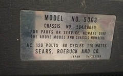 Sears Solid State Television Model 5003 Japan Untested,No Power Knob Black White