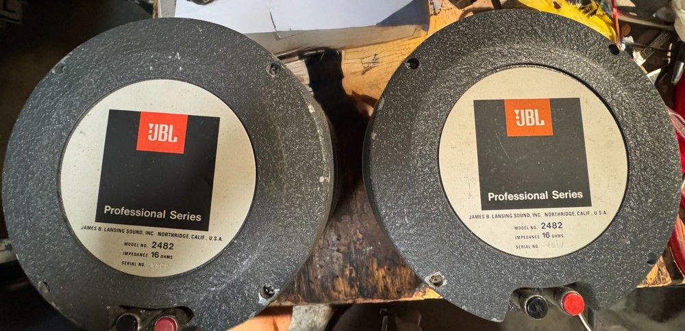 Pair JBL 2482 Compression Drivers with Alnico Magnets OEM Diaphragms