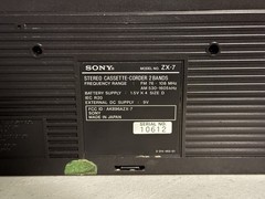 Vintage Sony AM FM Stereo Cassette-Corder 2 Bands Model ZX-7 “AS IS READ”