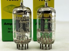 (2) Amperex Bugle Boy 12AX7 ECC83 Treble Clef Matched Codes 1959 Tests NOS