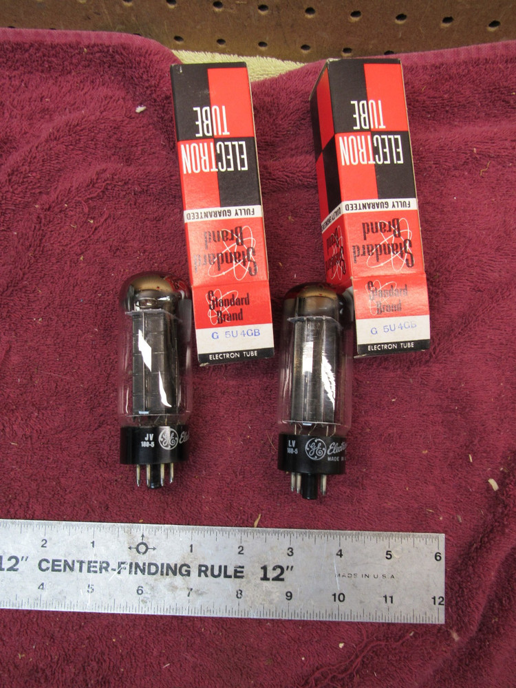 (2) NOS GE GENERAL ELECTRIC 5U4GB Rectifier Radio Audio TUBES 5U4 Black Plates