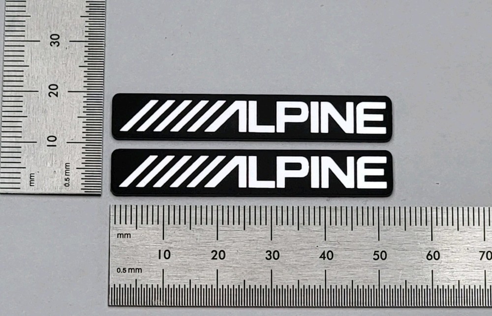 Alpine Speaker And Equipment Badge Logo Emblem Premium Silver Pair With Adhesive