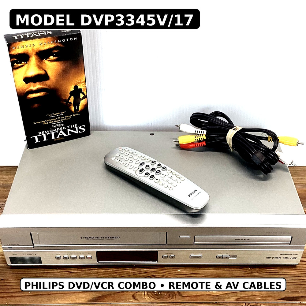 Philips DVP3345V/17 DVD VCR Combo Player 4-Head HiFi Tested Working w/ Remote AV