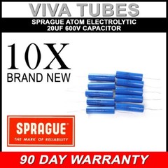 Lot of 10 New Sprague Atom 20uF 600V Electrolytic Capacitors 20% TVA-1966
