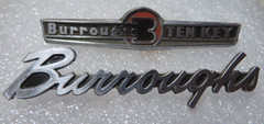 1954? Burroughs Ten Key Adding Machine Vintage Name Plate Badge Emblem