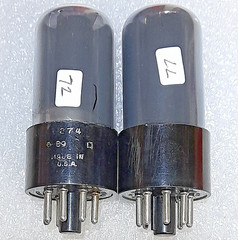 Matched Pair 6V6GT RCA smoked glass/black plate Vacuum Tubes, TV-7D Tested