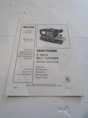 BELT & DISC SANDER OWNERS OPERATORS MANUAL FITS SEARS CRAFTSMAN 113.226431
