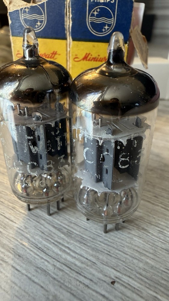 Matched Pair Philips Miniwatt ECC83 Ring Getter 12AX7A Rare Holy Grail’s NOS