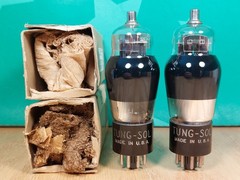 Pair of Tung-Sol 6F8G VT-99 NOS NIB Black Glass Ladder Plate Vacuum Tubes