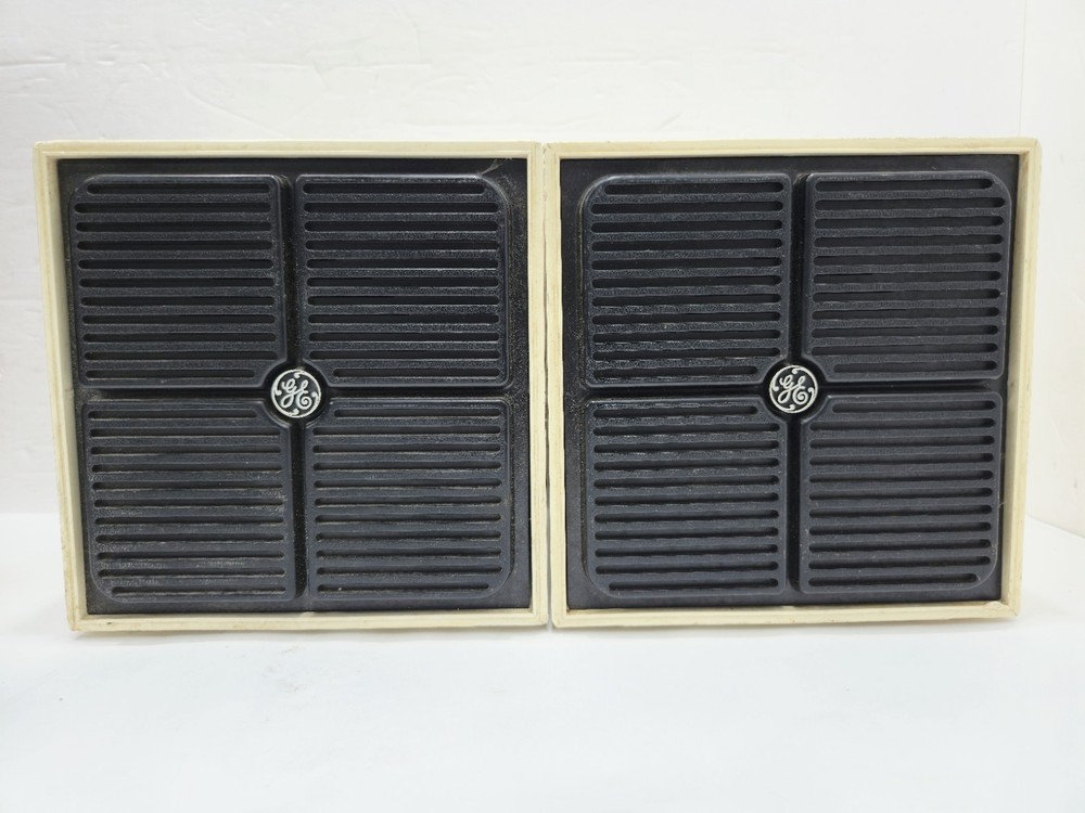 VINTAGE 1970’s GE P332 ART DECO CONCERT HALL STEREO SPEAKERS PAIR RARE