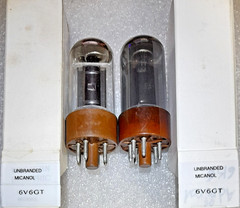 Pair 6V6GT unbranded micanol/black base Vacuum Tubes, TV-7D Tested