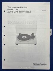 Original Harman Kardon T35 Turntable Technical – Service Manual