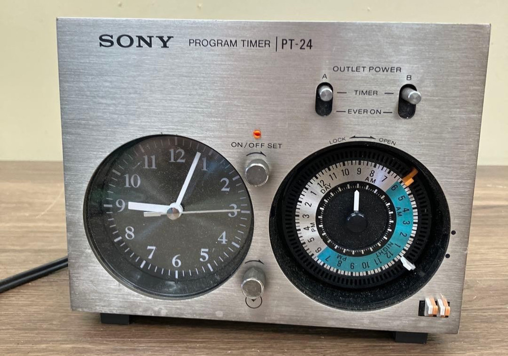 Rare Vintage SONY PT-24 Program Timer Audio Clock 24 Hour Analog Timer Japan
