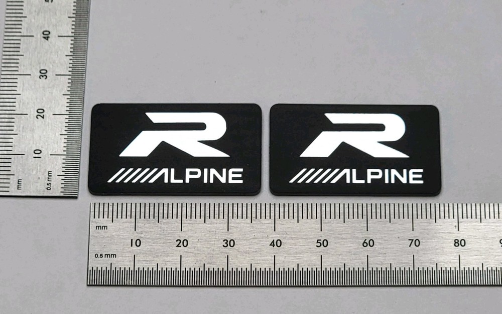 Alpine Car Audio Speaker Badge Logo Premium Silver Pair With Adhesive
