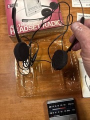 Vtg. GE Portable AM/FM Stereo Radio (7-1600) Headphones, Tested , With Box