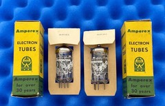 TWO Amperex ECC83 12AX7 Tubes / Bugle Boy Treble Clef / Amplitrex 👍/ O Getters