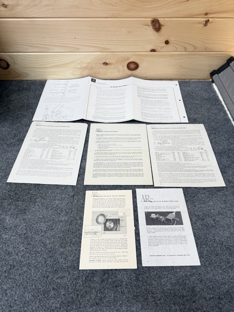 ⭐️Original Acoustic Research AR-XA Turntable Service & Instruction Manual +More
