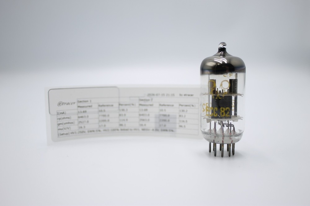 2 PCS ECC82 / 12AU7. RFT. Getter Ring. Tested on Etracer. Dual triode.