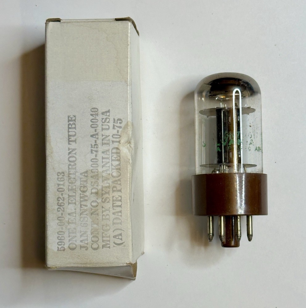 Sylvania JAN 6SN7WGTA Vacuum Tube Brown Base Black Plate Chrome Top 10-75