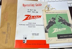 Orig Zenith Operating Guide Manual Instructions Model X562 PHONOGRAPH