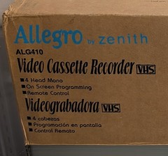 Zenith Allegro ALG410 VCR Video Cassette Recorder Vintage Open Box Complete NOS