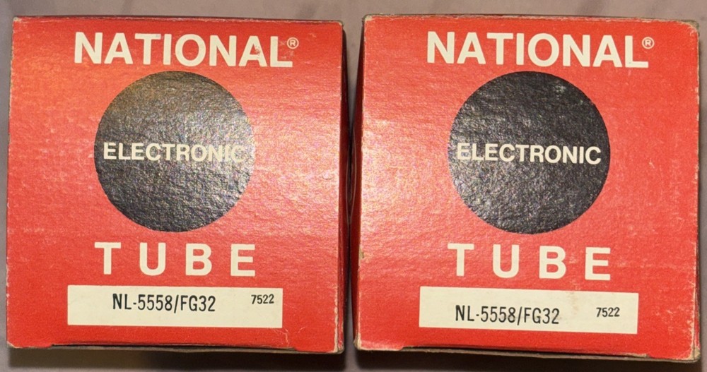 National Electronic Tubes Matched Pair Rectifiers NL-5558/FG32 7522 Vintage Rare